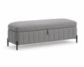 Banc de salon en tissu gris avec pieds en métal noir