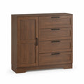 Commode en bois de noyer avec tiroirs et porte