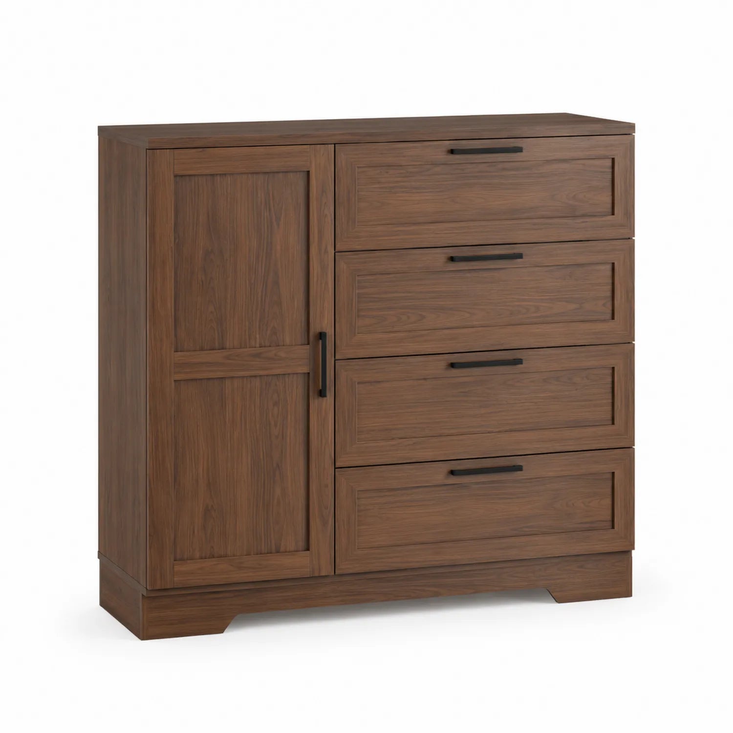 Commode en bois de noyer avec tiroirs et porte