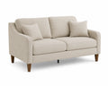 Canapé 2 places tissu polyester beige avec pieds en bois