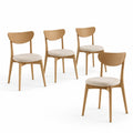 Lot de 4 chaises en chêne et tissu beige