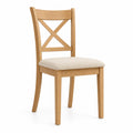 Chaise en bois avec assise rembourrée en tissu beige