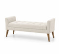 Banc en bois et tissu Beige avec accoudoirs