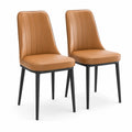 Lot de 2 chaises en cuir synthétique marron avec pieds en métal noir