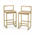 Tabourets de bar en métal et corde dorés 74 cm - Lot de 2