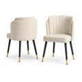 Ensemble de chaises en cuir beige avec pieds en métal noir et or