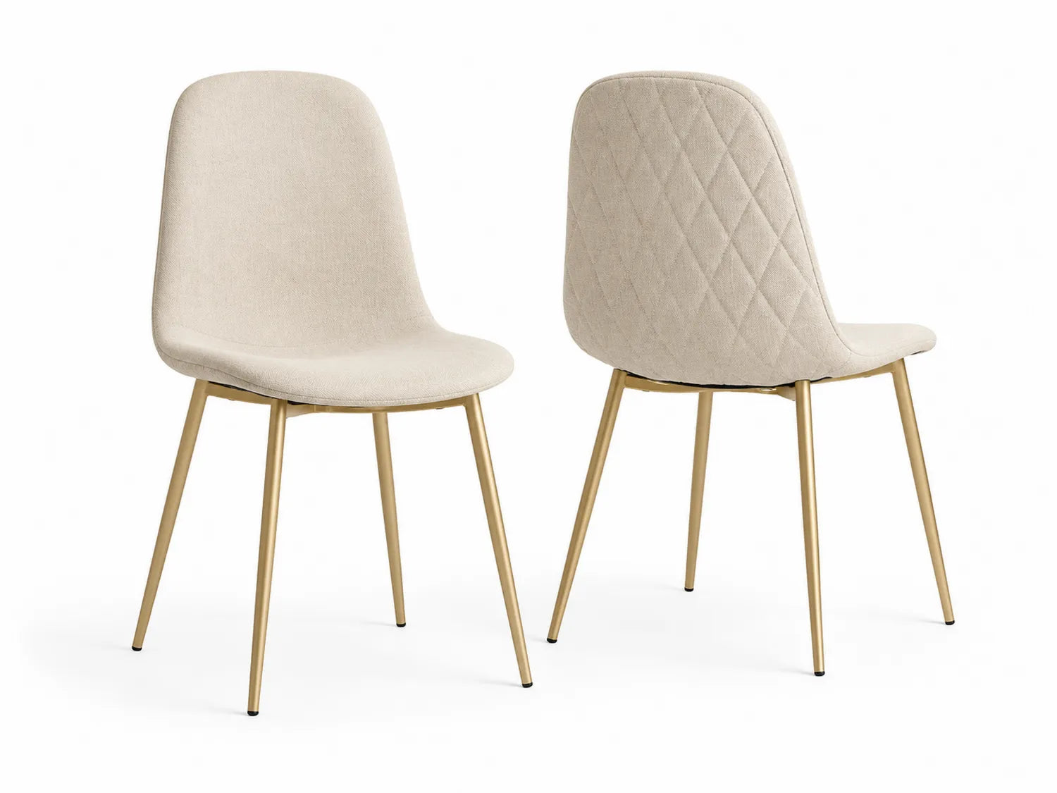 Chaise en tissu beige avec pieds en métal