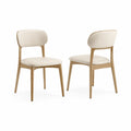 Lot de 2 chaises en bois massif et revêtement beige