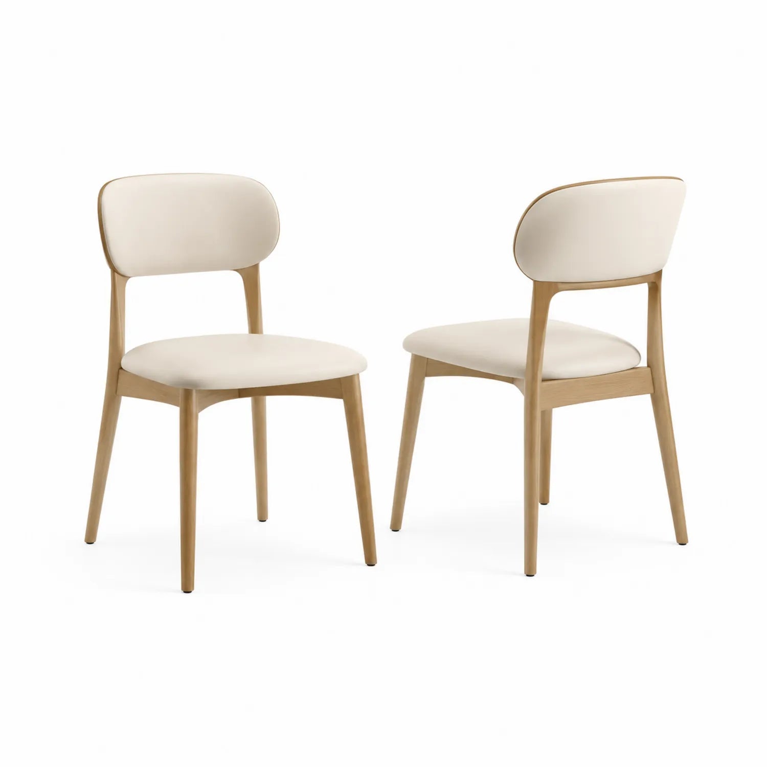 Lot de 2 chaises en bois massif et revêtement beige