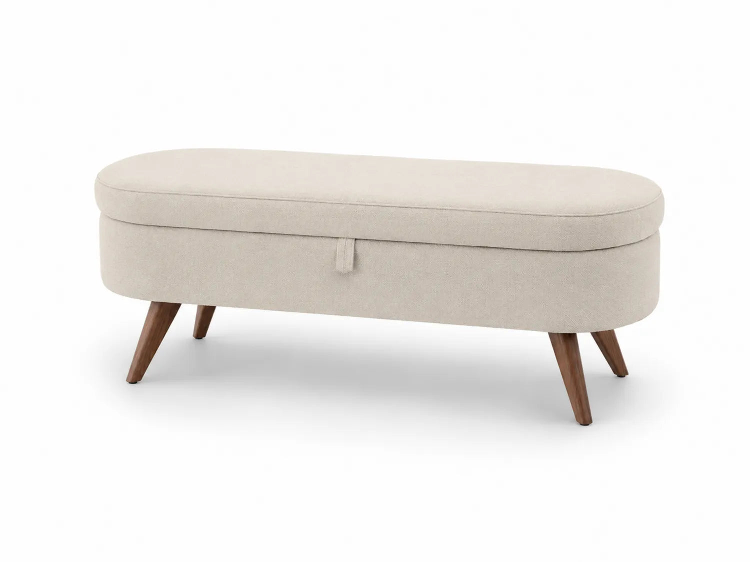 Banc ovale en bois et tissu Beige 120cm