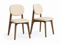 Chaises de salle à manger en bois et similicuir beige (Lot de 2)