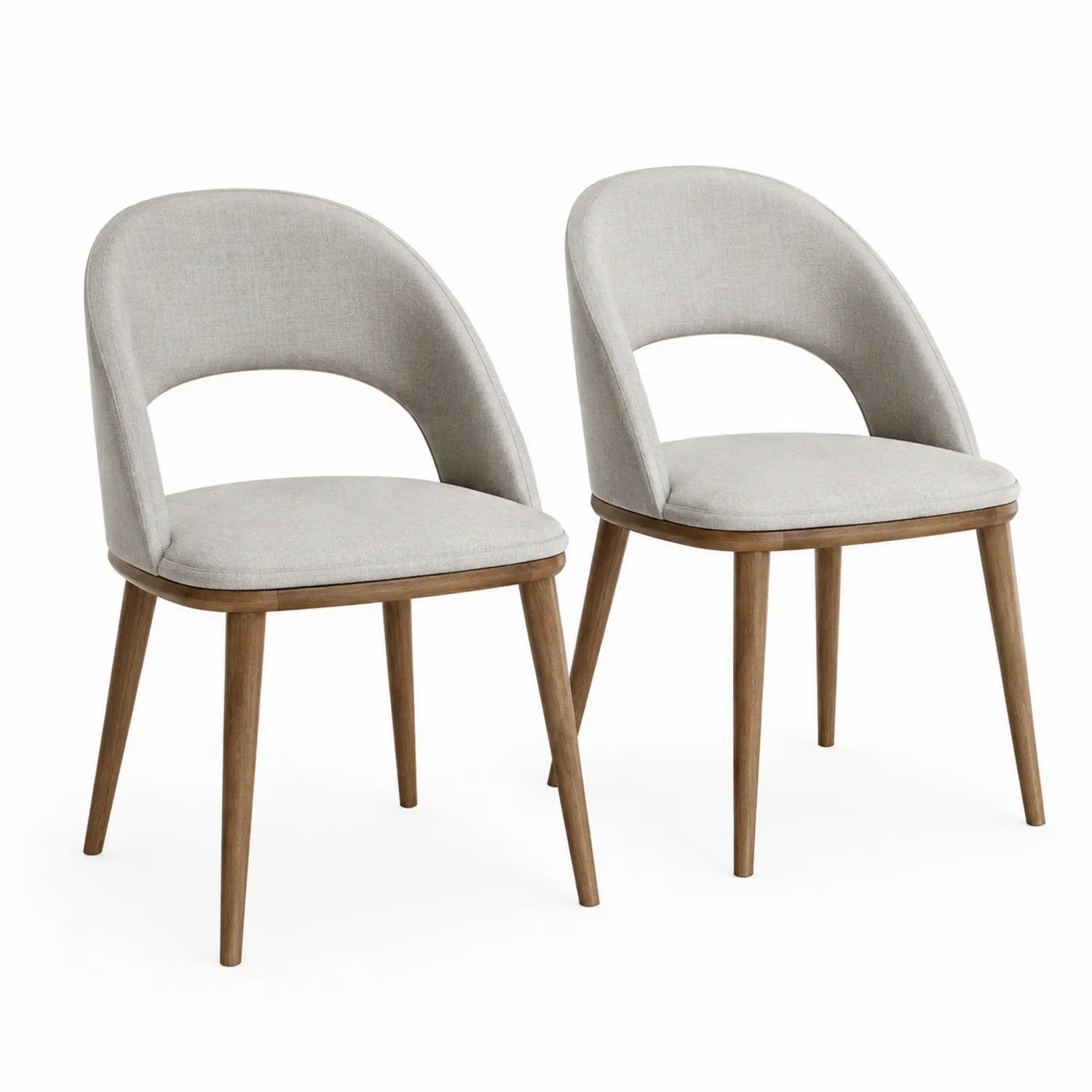 Lot de 2 chaises en tissu avec pieds en bois